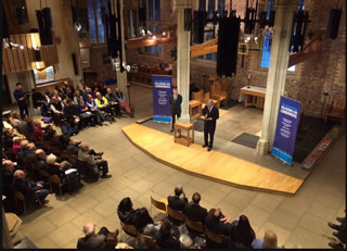 Zac Goldsmith talks to packed house in PUtney