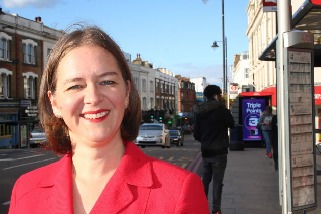 Fleur Anderson outside Putney Station 