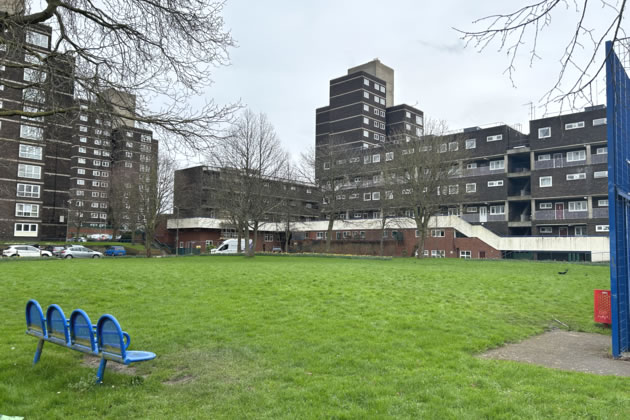 Central green space at the Lennox Estate, Roehampton