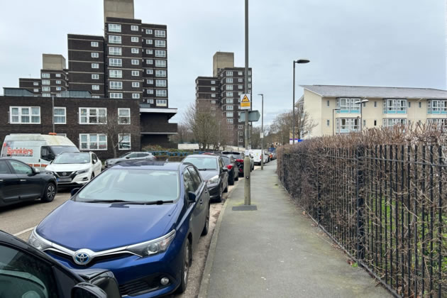 Cars parked on the Lennox Estate, Roehampton